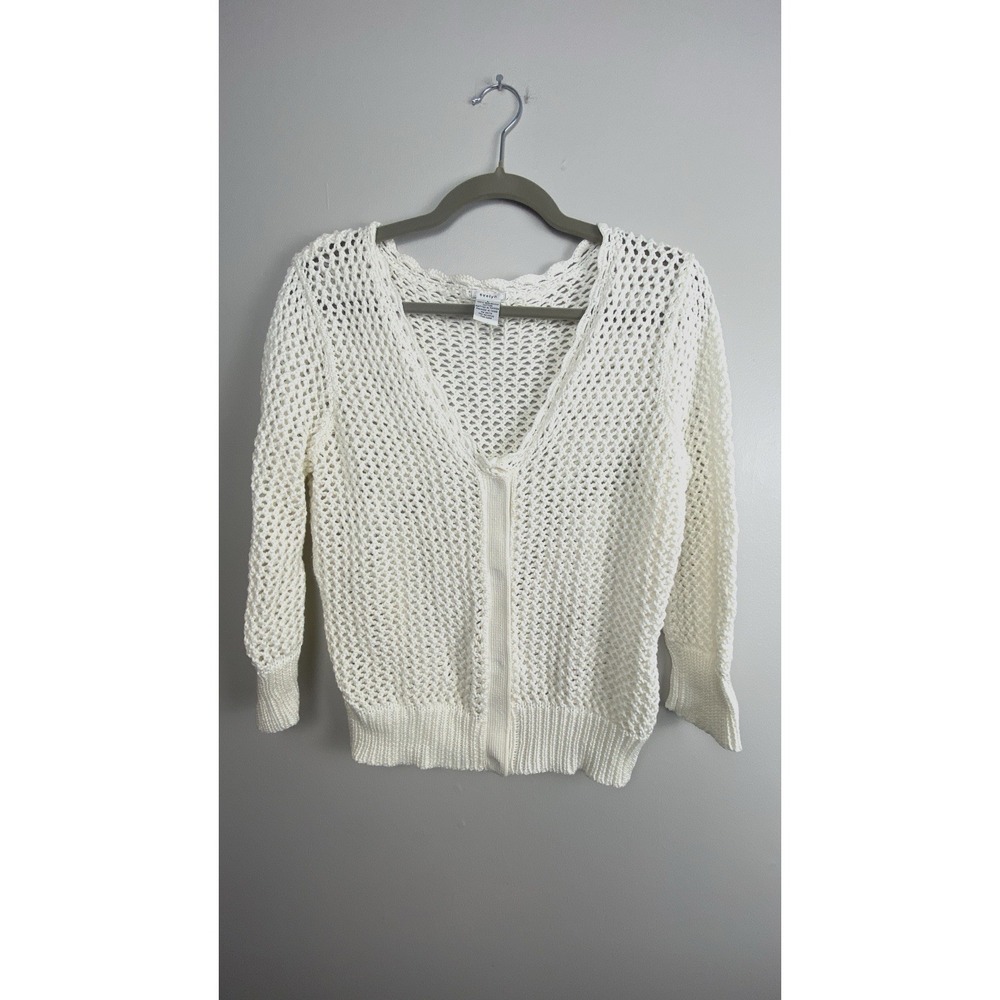 Evelyn Open-Knit Crochet Cotton Cardigan 90's BOHO Cottagecore Festival Size L‎